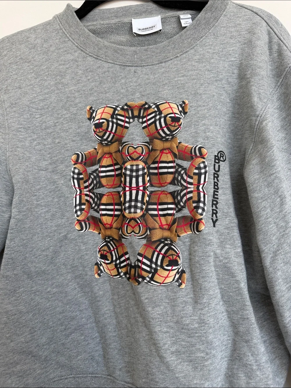 Burberry Grey Crewneck with Signature Check Motif